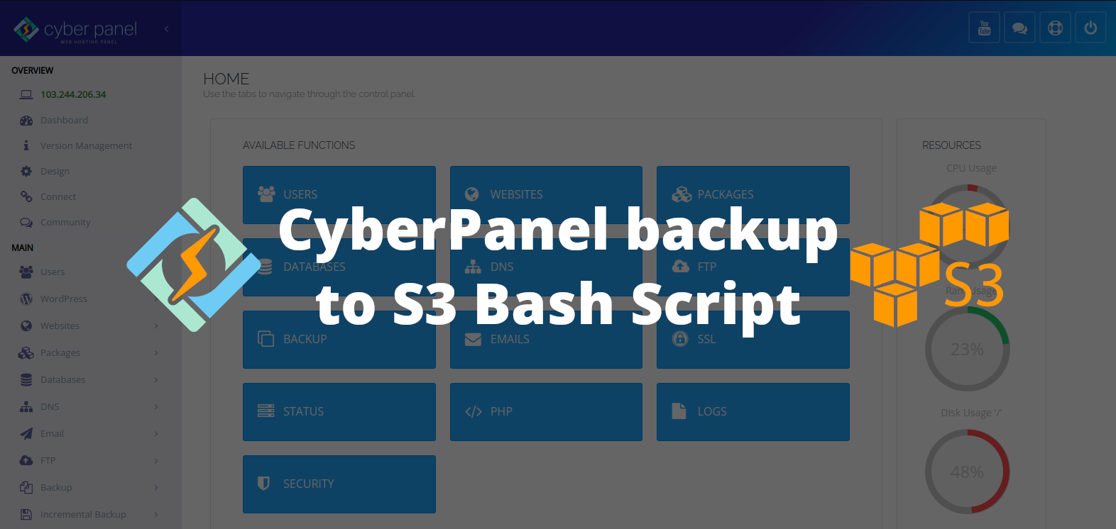 Automatic backup CyberPanel websites to S3 Storage without CyberPanel ...