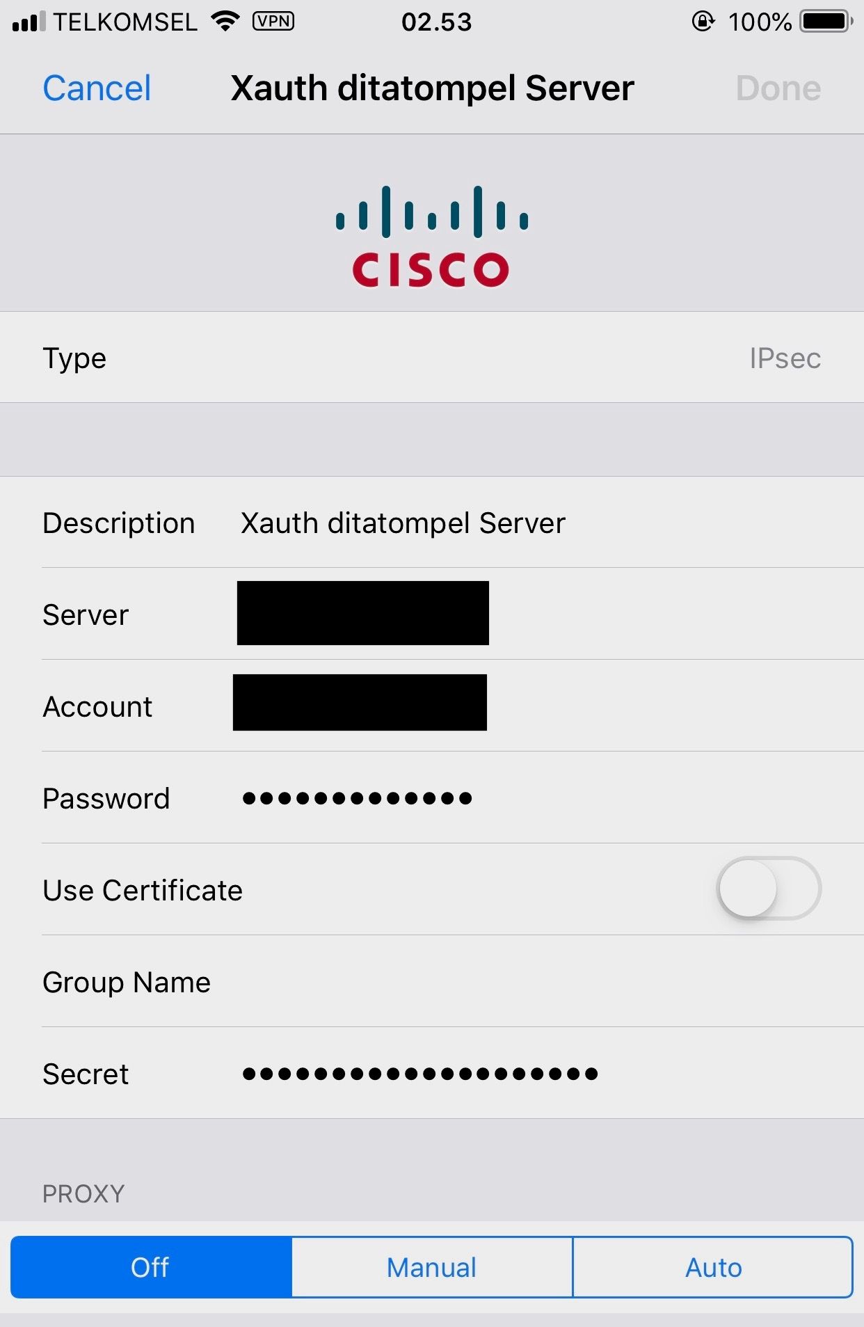 iPhone XAuth config
