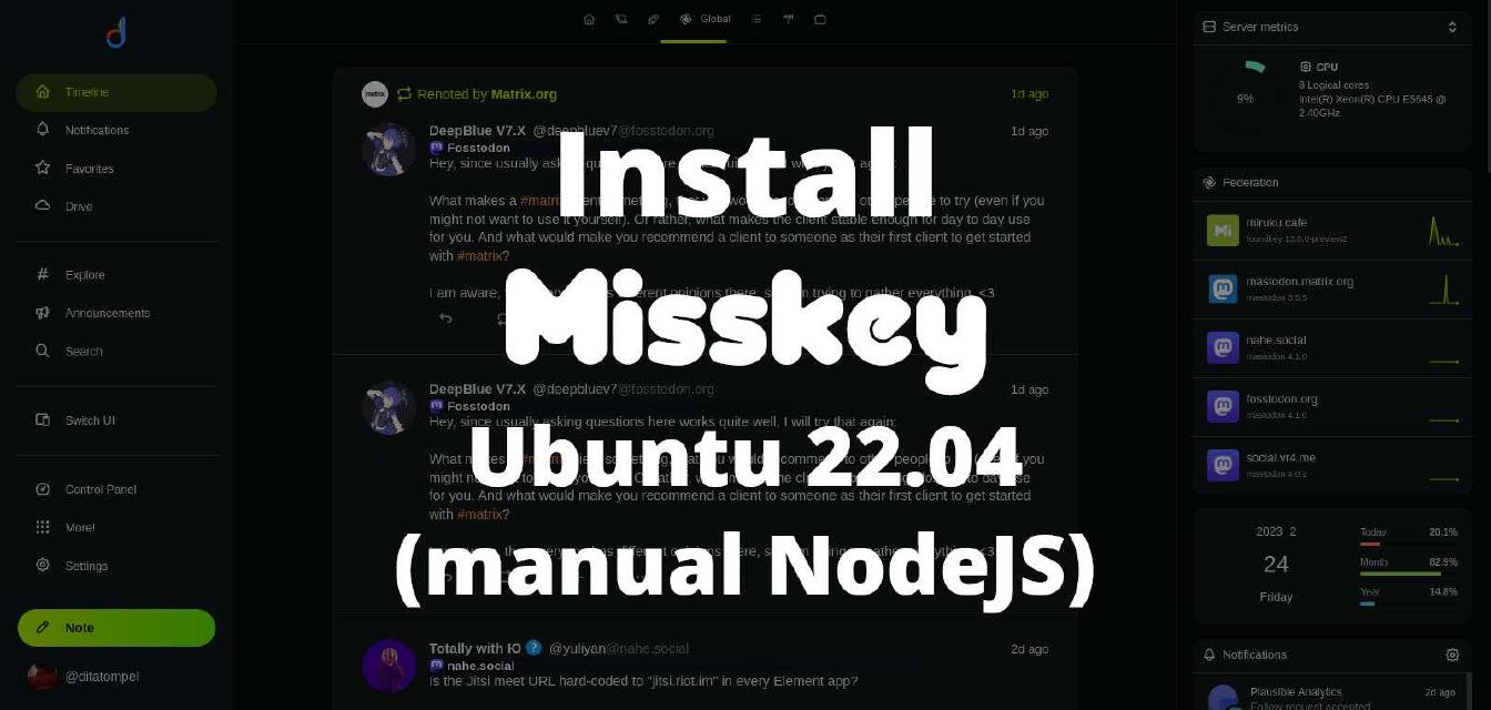 How to install Misskey in Ubuntu 22.04 (Manual without Docker)