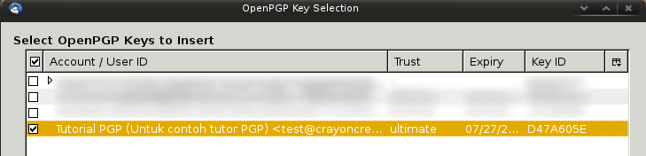 List PGP keys