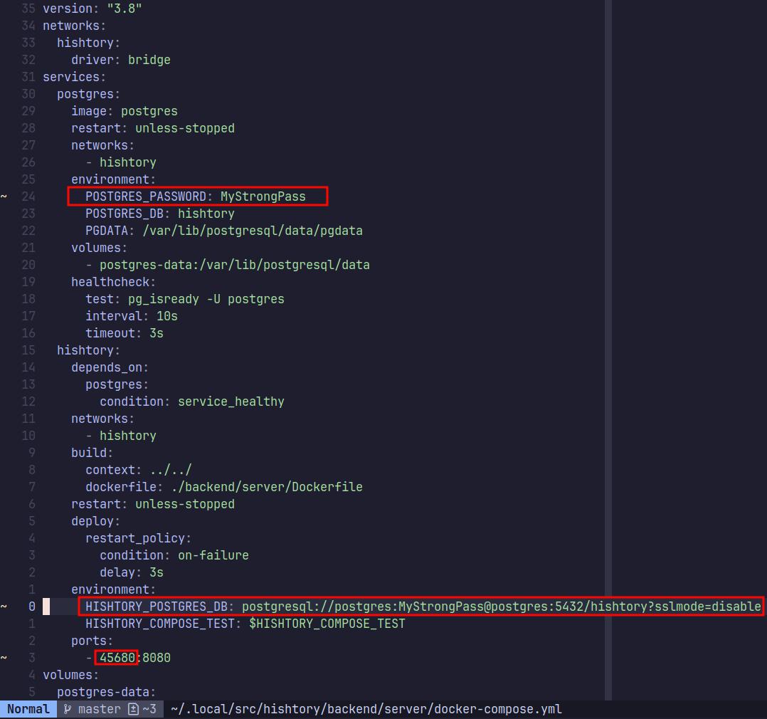 HiSHtory backend docker-compose